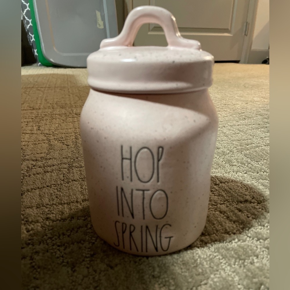 Rae Dunn Artisan Collection by Magenta Small "Hop into Spring" Canister, New 7”